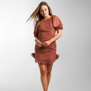 NWOT HYFVE Smocked Puff Sleeve Open Back Dress